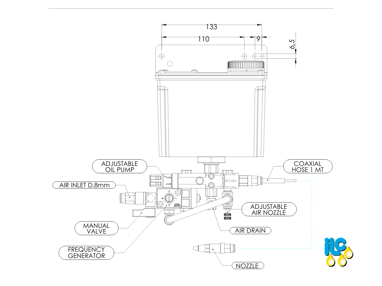 ILC air-oil lubrication system - technical diagram  